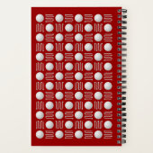 Carnet Bal de golf moderne tendance & Tee Monogram Rouge (Verso)