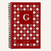 Carnet Bal de golf moderne tendance & Tee Monogram Rouge (Recto)