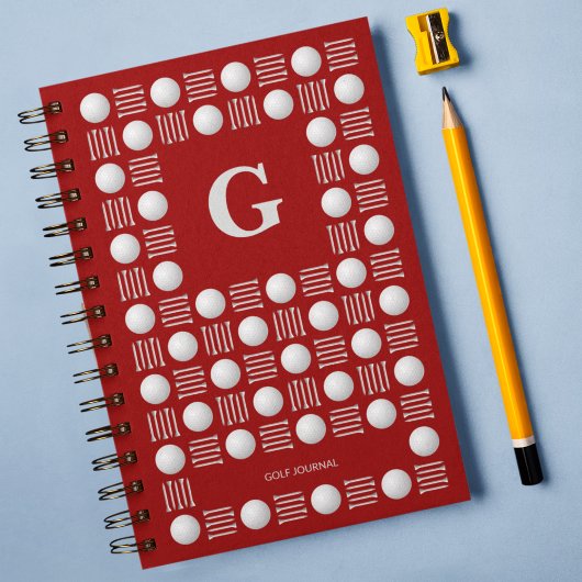 Carnet Bal de golf moderne tendance & Tee Monogram Rouge