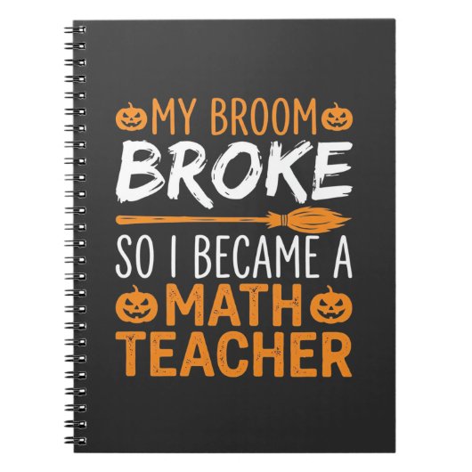 Carnet Balai d'Halloween de professeur de maths drôle (Devant)