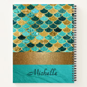 Carnet Balances de sirène turquoise Pierre Or personnalis (Dos)