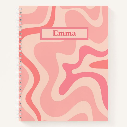 Carnet Balayage liquide rétro Abstrait Motif rose vif (Devant)