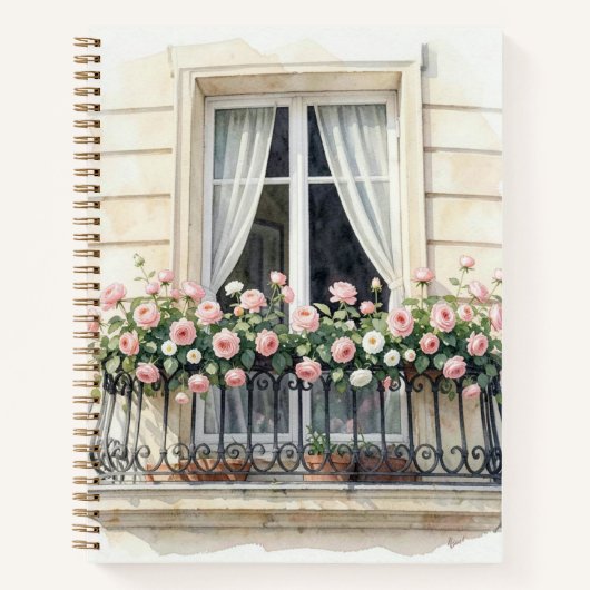 Carnet Balcon fleuri de Paris aquarelle (Devant)
