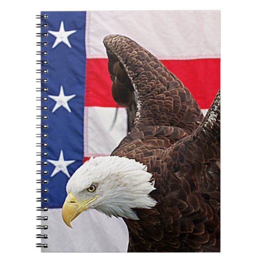 Carnet Bald Eagle avec le drapeau américain (Devant)