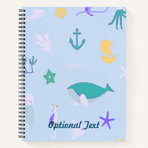 Carnet Baleine, Ancres, coraux et Motif d'algues