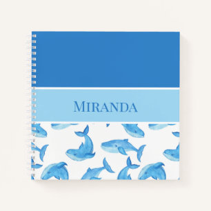 Carnet Baleine bleue Votre nom Océan Vie marine