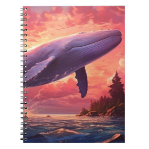 Carnet Baleine dans le ciel pastel