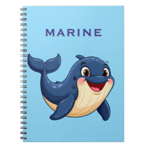 Carnet Baleine de dessin animé joyeuse nageant