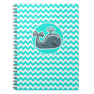 Carnet Baleine mignonne sur Turquoise, Aqua Color Chevron