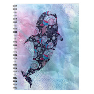 Carnet Baleine ornementale de silhouette