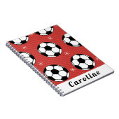 Carnet Balle de foot rouge hiver rayé flocon Nom Mignon (Côté Droit)