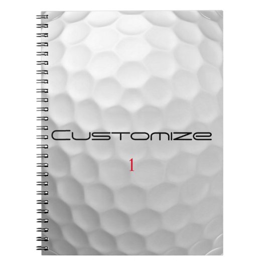 Carnet Balle de golf blanche texturée avec nom et numéro  (Devant)