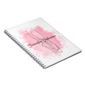 Carnet Ballerina Chaussures Aquarelle rose avec nom (Côté Droit)