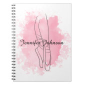 Carnet Ballerina Chaussures Aquarelle rose avec nom (Devant)