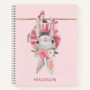 Carnet Ballerina Rose Cute Bunny Ballet Personnalisé