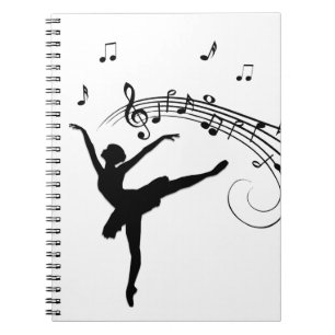 Carnet Ballerine dansant avec des notes de musique