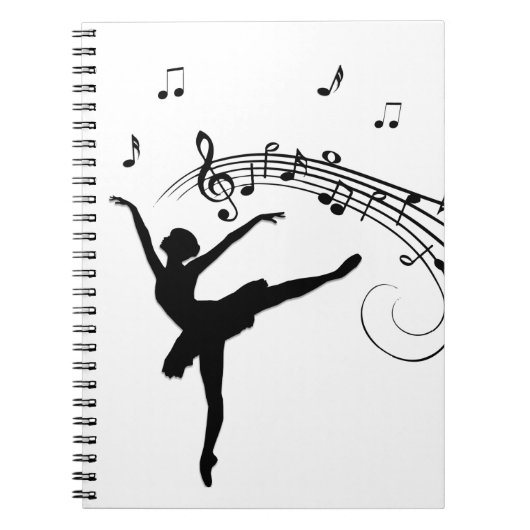 Carnet Ballerine dansant avec des notes de musique (Devant)