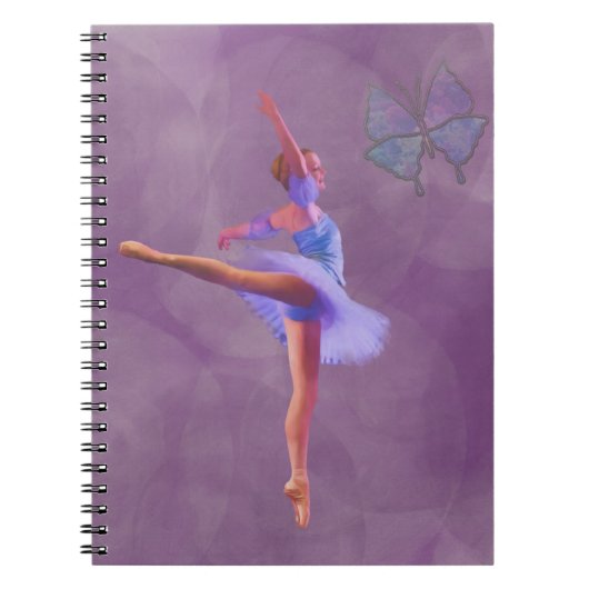 Carnet Ballerine en position d'arabesque dans pourpre et (Devant)