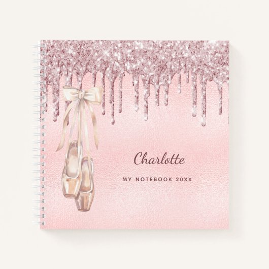 Carnet Ballet danse argent rose rousse parties scintillan (Devant)
