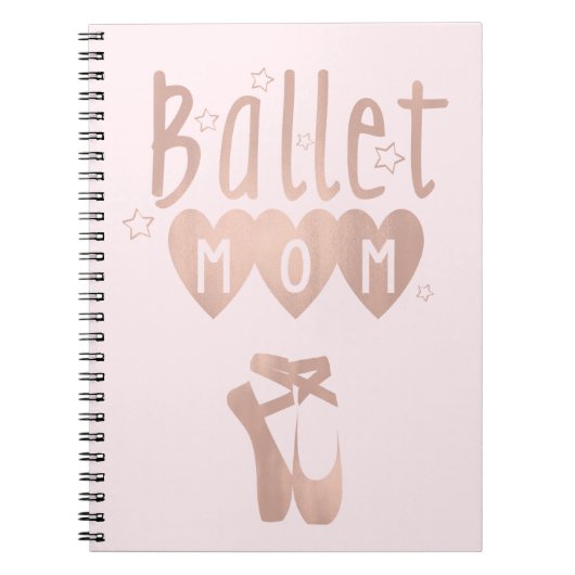 Carnet Ballet Maman Rose Rose Or Étoiles & Coeurs (Devant)