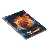 Carnet Ballon de basketball personnalisé en feu et dans l (Côté Droit)