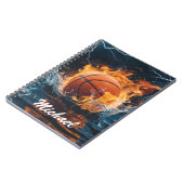 Carnet Ballon de basketball personnalisé en feu et dans l (Côté gauche)