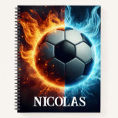 Carnet ballon de football avec flammes et glace (Devant)