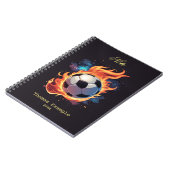 Carnet Ballon de football volant avec flammes. (Côté gauche)