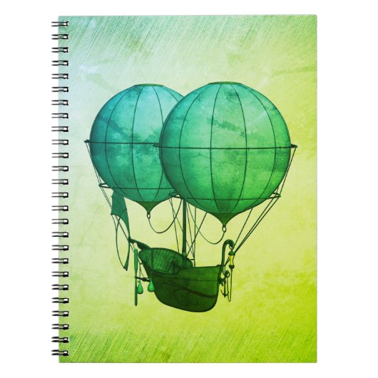 Carnet Ballons à air chaud Steampunk avec vert de navire (Devant)