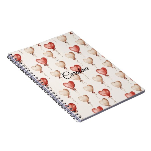 Carnet Ballons Coeur Crème Rouge (Côté Droit)