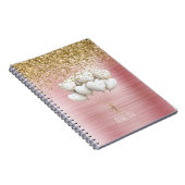 Carnet Ballons coeurs blancs pailletés or (Côté Droit)