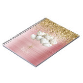 Carnet Ballons coeurs blancs pailletés or (Côté gauche)