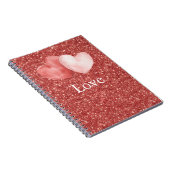 Carnet Ballons coeurs roses rouges pailletés   (Côté Droit)