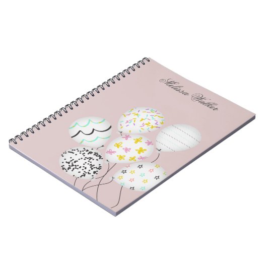 Carnet ballons colorés mignon monogramme (Côté gauche)