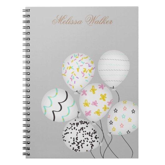 Carnet ballons colorés monogramme mignon (Devant)