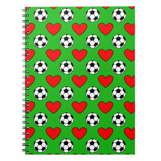 Carnet Ballons De Football Et Coeurs Rouges Dessin (Devant)