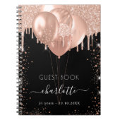 Carnet Ballons d'or rose noir (Devant)