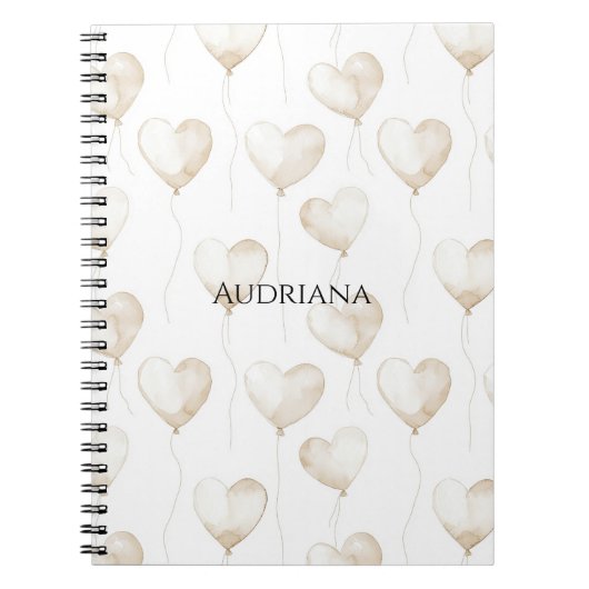Carnet Ballons en forme de cœur blanc crème (Devant)