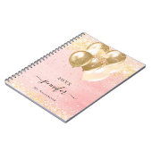 Carnet Ballons étincelants de nom or rose pâle (Côté gauche)