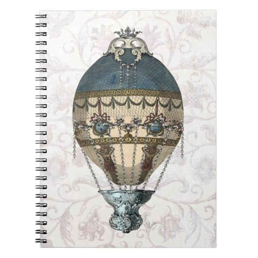 Carnet Balloon baroque bleu & crème (Devant)