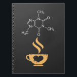 Carnet Ballots de la Science d'amant de café de cadeau de<br><div class="desc">Cette conception drôle de molécule de caféine a une tasse de café brune à l'arrière-plan avec le maquillage moléculaire d'une molécule de caféine dans le blanc montrant tous les liens moléculaires.</div>