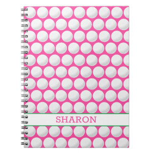 Carnet Balls de golf Nom Pink Green Blanc