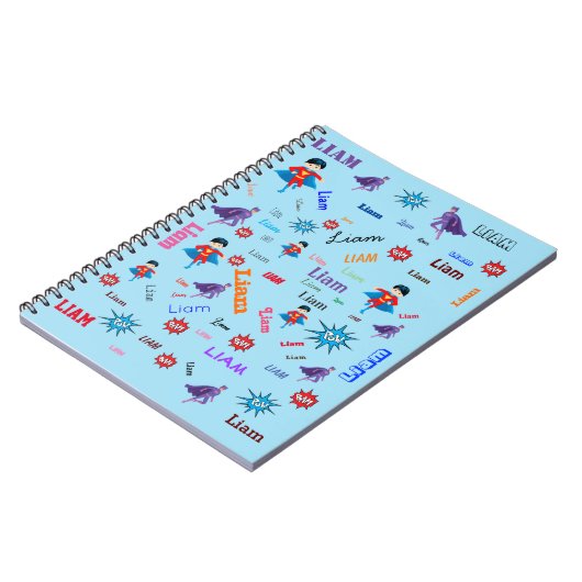 Carnet Bam Pow Superhero Mot Cloud Nom Collage (Côté gauche)