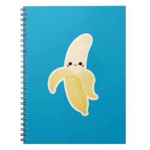 Carnet Banane de Kawaii sur le bleu