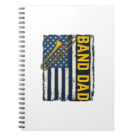 Carnet Band Dad Trombone American Flag Vintage Shirt Desi (Devant)