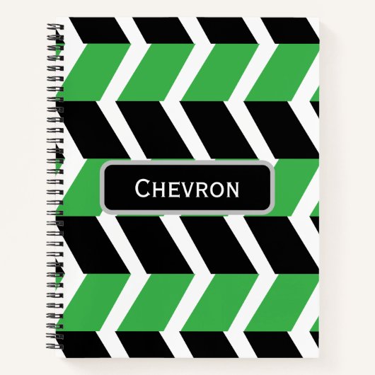 Carnet Bande de Chevron Vert Noir Personnalisée (Devant)