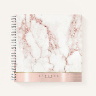 Carnet Bande de métal brossé Parties scintillant Rose or