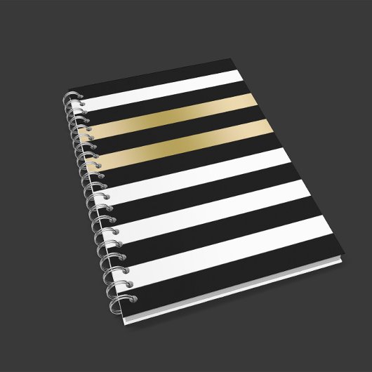 Carnet Bande d'or noir et blanc