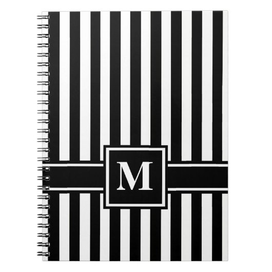 Carnet Bande moderne noire avec Monogramme (Devant)