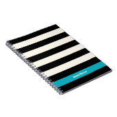 Carnet Bande moderne noire, crème et turquoise (Côté Droit)